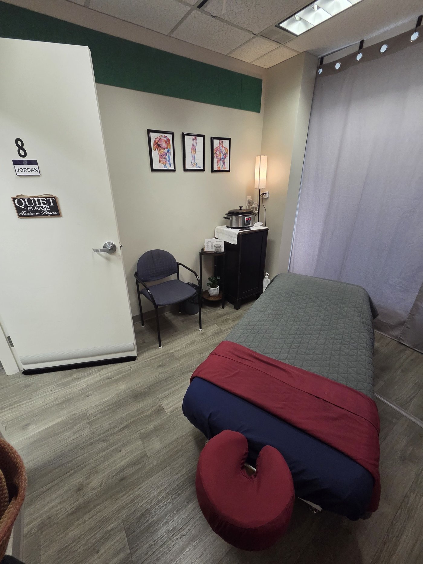 Inside Jordan's treatment room at West End Physiotherapy